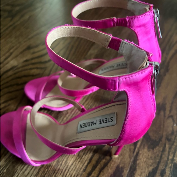 Steve Madden Women's Hot Pink Strappy High Heel Sandals - Picture 3 of 4
